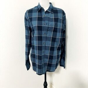 NWT Old Navy Men Everyday Shirt Regular Fit Built in Flex Plaid Blue/Navy Medium